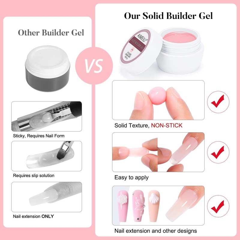 AIMEILI Solid Builder Gel for Gel Nails Set Solid Nail