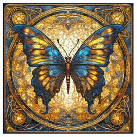 Vintage Butterfly Puzzles for Adults 1000 Pieces, Stained Glass Butterflies Jigsaw Puzzles, Retro Animal Challenging Puzzle as Butterfly Decor