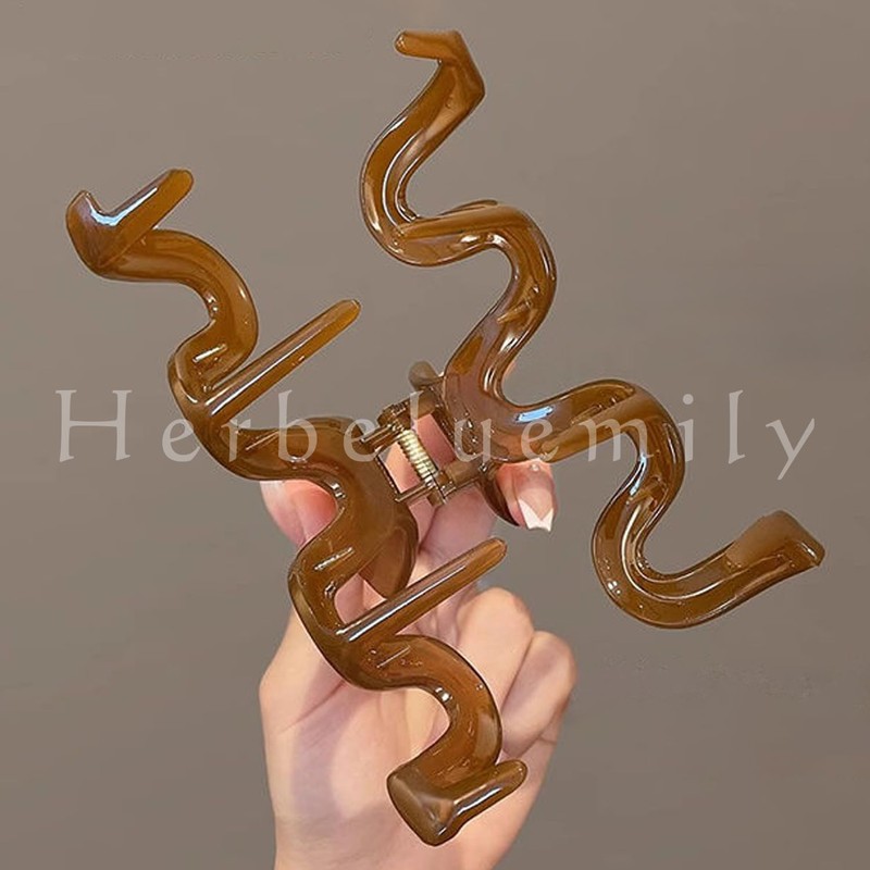 Herbeluemily Hair Clip, Hair Claw, Ducker, Large, Ribbed Hair Claw,