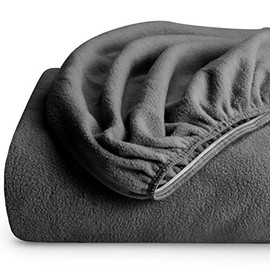 Bare Home Super Soft Fleece Fitted Sheet - Full Size - Extra Plush Polar Fleece - Deep Pocket - All Season Cozy Warmth (Full, Grey)