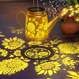 ostritec Solar Watering Can Lights Outdoor Garden Decor, Large Sunflower Hanging Lantern with Shepherd Hook, Waterproof Garden Lights for Outdoor Landscape Pathway Yard, Garden Gift for Mom Grandma