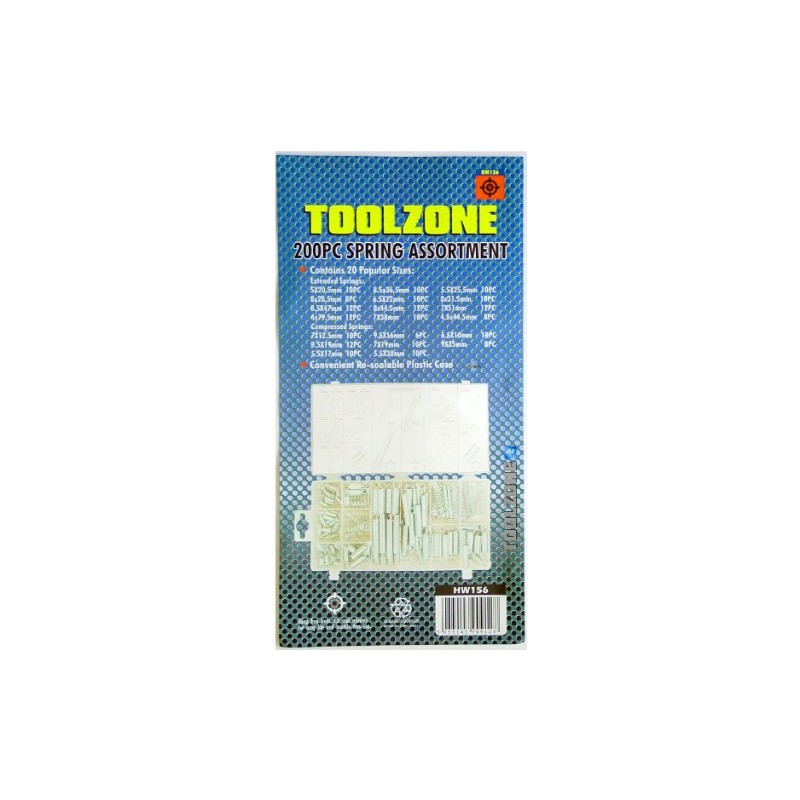 Toolzone 200pc Springs in Poly Case