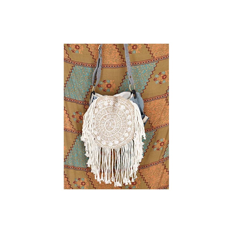 GURU SHOP Boho Shoulder Bag, Hippie Bag with Fringes, Model