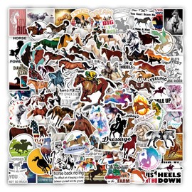 100PCS Horse Riding Stickers, Aesthetic Equestrian Vinyl Decals for Laptop, Water Bottles, Skateboard, Luggage & Guitar, Trendy Horsemanship Designs, Great for Horse Lovers & DIY Crafts