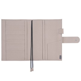 Moterm Leather Cover for A5 Notebook - Fits Hobonichi Cousin, Stalogy and Midori MD Planner, with Pen Loop, Card Slots and Back Pocket (Pebble Taupe)