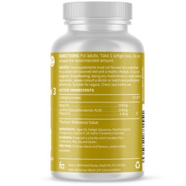 Vegan Omega 3 Algae Oil - 120 Vegan Softgels (4-Month Supply) | 500mg Pure Algae Oil & 200mg DHA Daily for Brain Clarity, Vision & Overall Health