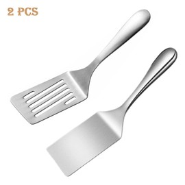 Set of 2 stainless steel grill spatulas, grill spatula, stainless steel, spatula, stainless steel, spatula, metal, stainless steel spatula, suitable for stirring frying and grilling food