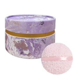 Qopoto Powder Puff, Large 6'' Body Powder Puff for Dusting Powder, Women Powder Puff with Storage Container for Bath, Body Powder Applicator and Oversize Powder Puffs (Orchid)