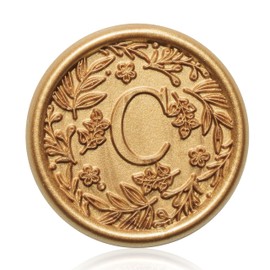 SWANGSA Letter C Wax Seal Stickers, 50 Pcs Antique Gold Botanical Flowers Initial Alphabet Envelope Seal Stickers for Wedding Invitation, Christmas, Gift Wrapping, Seating Chart