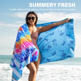 Winthome Beach Towel on Both Sides, Large Beach Towel, 180 x 90 cm, Microfibre Beach Towel, XXL, Quick-Drying, Lightweight, Bath Towel, Beach Towel, Sand-Free, for Men and Women, Travel, Holiday,