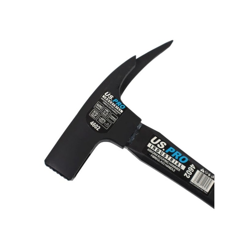 US PRO 600g Roofing Hammer with Fibreglass Handle, bradawl Claw,