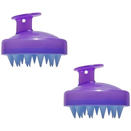 Magik 2-4 Pcs Silicone Scalp Massager Shampoo Brush Head Comb Bristle Hair Scrubber (2 Pack, 1 Purple&Blue)