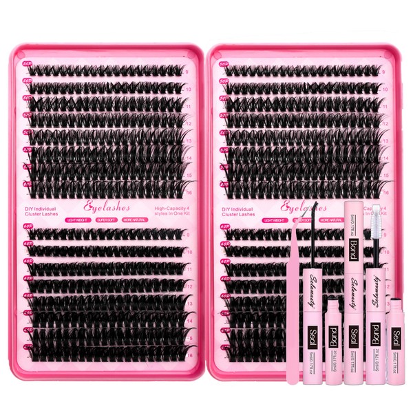 Selawasty DIY Lash Extension Kit 640pcs Individual Lashes Clusters D