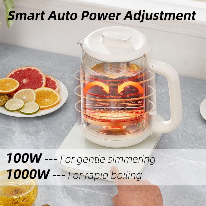Health Pot, 1.5L Double-Layer Glass Electric Kettle with Stew Pot,