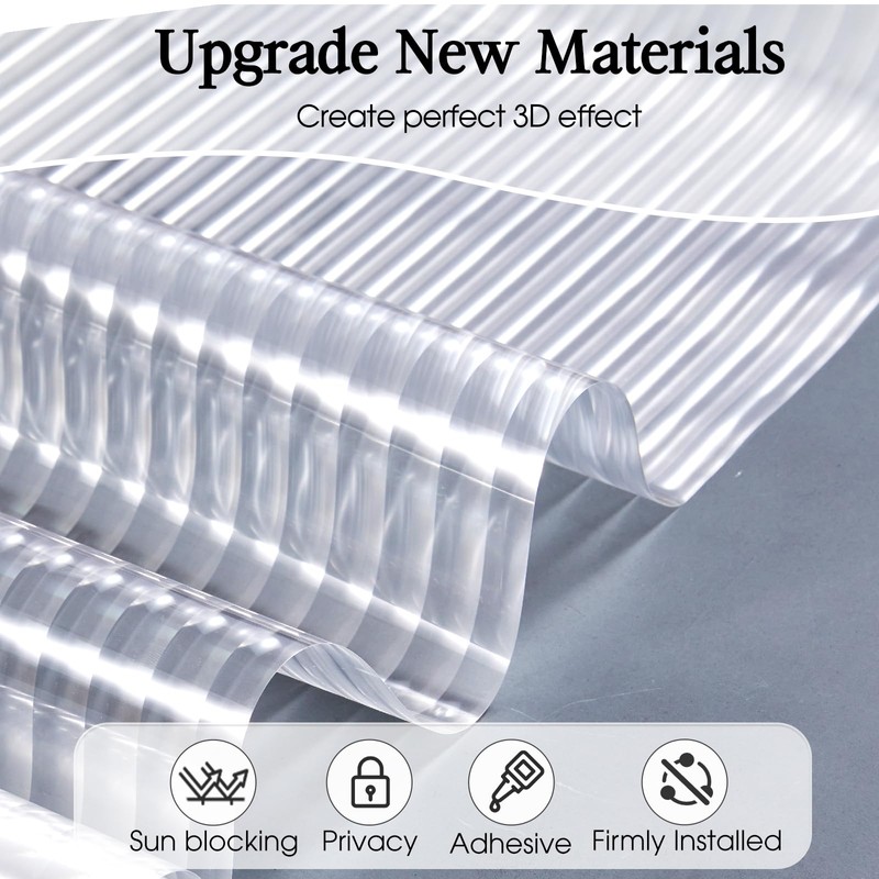 Windimiley Window Privacy Film 3D Reeded Glass Static Clings Fluted