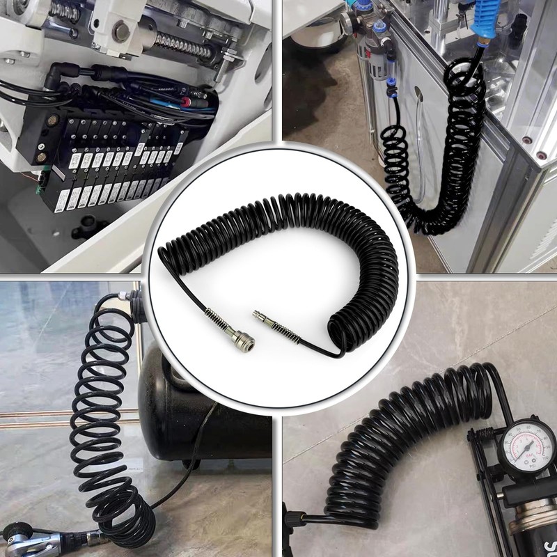 TAILONZ PNEUMATIC Black 10M PU Air Spiral Hose with 8