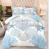Yilinata Coastal Comforter Set Summer Beach Blue Shells Printed Pattern