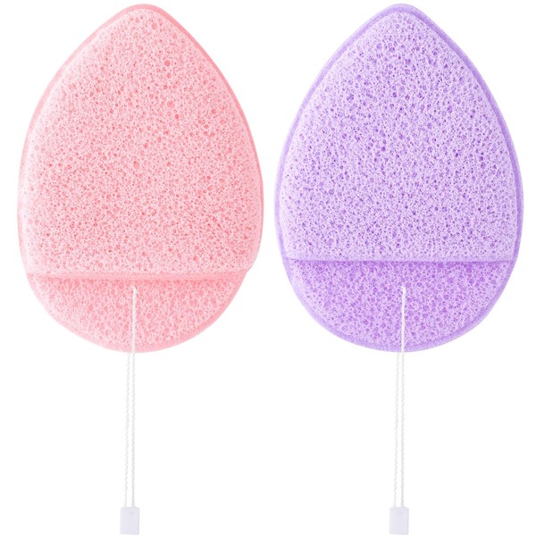 VARMDUKKE 2PCS Facial Sponges for Cleansing, Pink Purple Face Washing