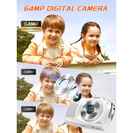 NBD 64MP Digital Camera with 4K Vlogging Capability, Plug & Play USB Transfer, 16x Zoom Ultra-Lightweight 120g, 2.8" IPS Screen 16 Filters Supports 256GB Vlogging Camera for Beginners (White)