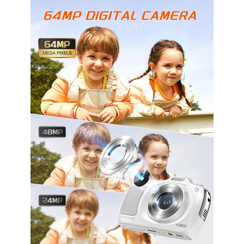 NBD 64MP Digital Camera with 4K Vlogging Capability, Plug &