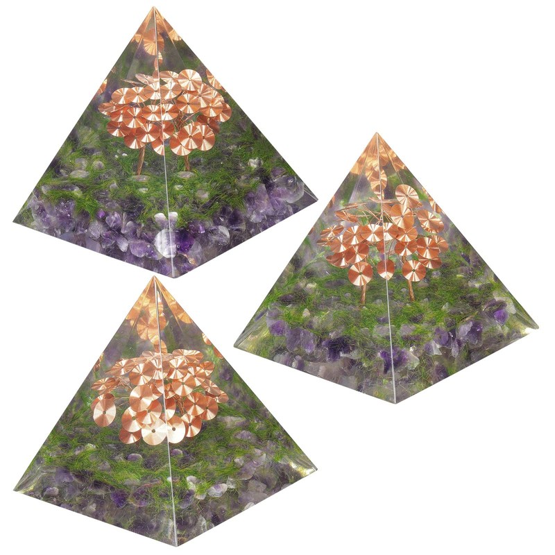 Amethyst Stone Pyramid with Copper Wire Tree of Life