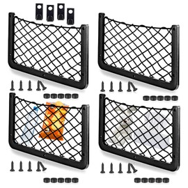 Norhogo 4 PCS 36 * 18CM Storage Nets for Campervans, Car Storage Net Bag Storage Nets, Elastic Mesh Car Storage Net Bagwith Plastic Frame and Screws with hook, for Car Caravan Motorhome and more