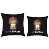 Anime Bigfoot Sasquatch Bubble Tea I Love Taiwan Throw Pillow