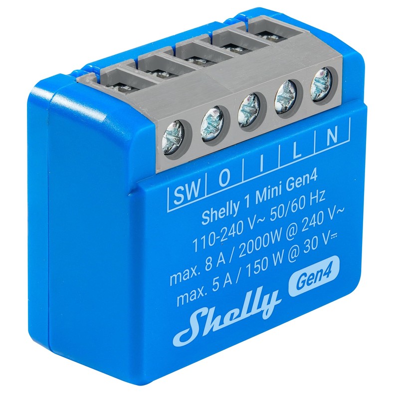 SHELLY 4 x Mini Gen4 8A Wireless Bluetooth Relay Blue