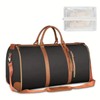 Large Travel Duffel Bag, Black with Brown Leather Trim, Weekend