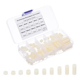 PATIKIL M3 Nylon Spacer, 100Pcs Round Spacer Standoff Non-Threaded Assortment Electrical Outlet Spacers for PCB Motherboard, Circuit Board, Switch and Receptacle, White