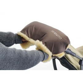 Hofbrucker Hand Warmer, Real Lambskin Hand Muff for Prams, Buggies. Brown, brown
