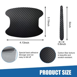 yorpyep 8 PCS Car Door Bowl Protectors, Carbon Fiber Leather Scratch-resistant Paint Guard, No-trace Self-adhesive Vehicle Door Bowl Protection Film, Universal for Most Cars, Trucks, SUVs (Black)