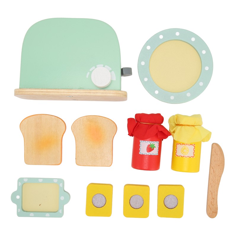 Toaster Toy Set Safe Durable Solidwood Round Edges Hand Eye