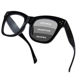 FONHCOO Oversized Progressive Reading Glasses for Women Men Oprah Style Large Square Blue Light Blocking Computer Readers(Black 3.0)