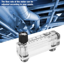 Gas Flowmeter, LZM-6T Flowmeter, Acrylic Plexiglass Adjustable Panel Type Gas Meter Tester 1~10LPM 1/4"BSP M18*1.5 with Control Valve for Oxygen Air Gas