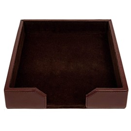 DACASSO Bonded Leather Desktop Letter Tray - Luxury Letter Holder & Paper Organizer for Desk - Office Organization & Executive Desk Decor - (Dark Brown)