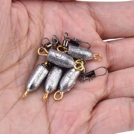 5 Pcs Fishing Weights Bullet Sinkers Rolling Swivel with Interlock Snap Connector 6g/8g/10g/20g (6G)