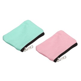 PATIKIL 3" x 5" Coin Purse Pouch, 2 Pack Change Purses Small Organizer Bags with Zipper Canvas for Home, Light Green Pink
