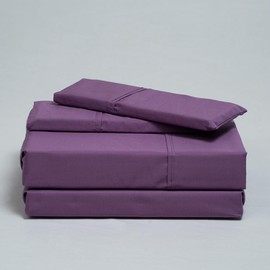 Atelier 100% Cotton Cal King Sheet Set| Percale Weave| 400 TC| 4 Piece Sheet Set| 1 Flat Sheet + 1 Fitted Sheet + 2 Pillowcases| Cool Crisp Breathable| Moisture Wicking | Hotel Quality| D Lavender