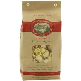 Montebello Organic Pasta, Conchiglie, 16-Ounce Bag (Pack of 5)