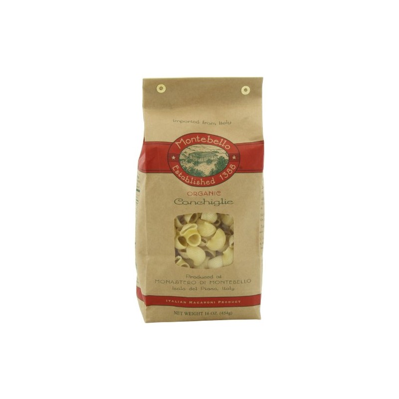 Montebello Organic Pasta, Conchiglie, 16-Ounce Bag (Pack of 5)