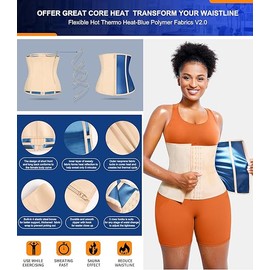 TrainingGirl Waist Trainer for Women Lower Belly Waist Trimmer Corset Tummy Wrap Workout Sweat Belt Band Sports Sauna Suit