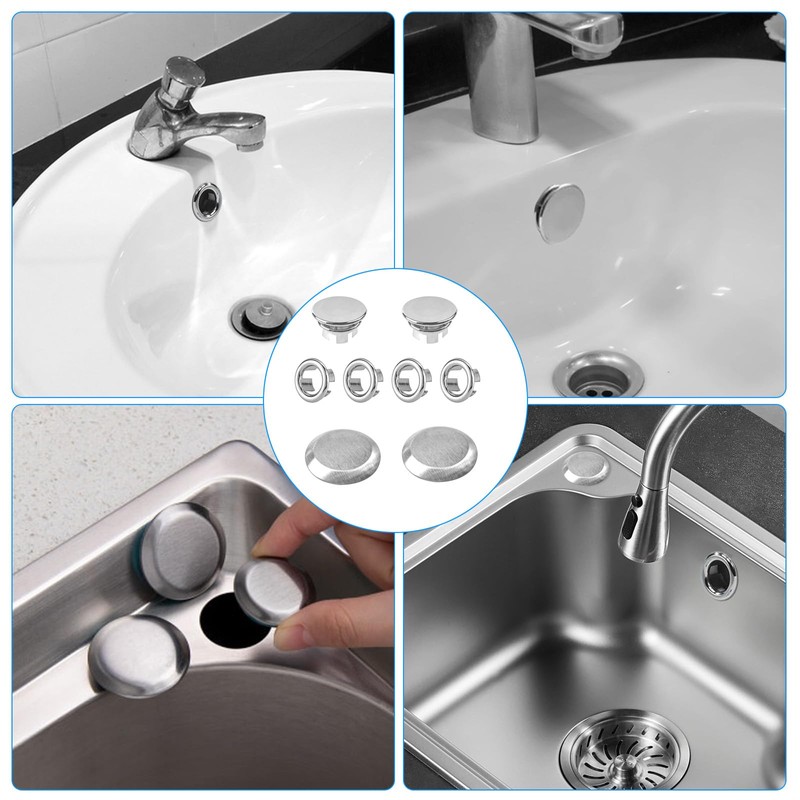 Pack of 10 Sink Overflow Covers, Round Universal Sink Overflow