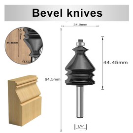 OLETBE Router Bit Tongue Groove Flooring Router Bit Set 1/4-Inch Shank 10 PCS Router Bits Sets Carbide CNC Woodworking Door Panel Cabinet Shelf Panel Half Round Milling Cutter Tools (11)