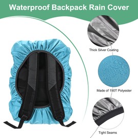 M METERXITY Waterproof Backpack Rain Cover, 40L-50L Waterproof Backpack Cover, Bag Rain Cover with a Vertical Reflective Strap for Hiking/Biking/Camping/Outdoor Traveling [Lake Blue]