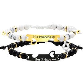 Uloveido 2 Pieces Turquoise Adjustable Bead Bracelets for Couples for Him and Her, Matching Love Heart Bracelet for Boyfriend Girlfriend, Men and Women Bracelet, Thanksgiving Gift, Y4129-Y4130, Stone,