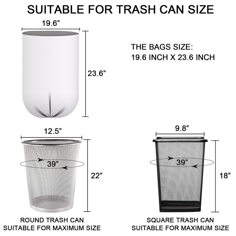 6 Gallon Small Clear Office Trash Bags, Wastebasket Trash Can