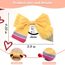 Back to School Hair Tie Bows for Women Girls First Day of School Gift Yellow Hair Bow Accessories for Girls 1st 2nd 3rd 4th 5th Grade Gifts for Students Teachers Thank You Gift for Women