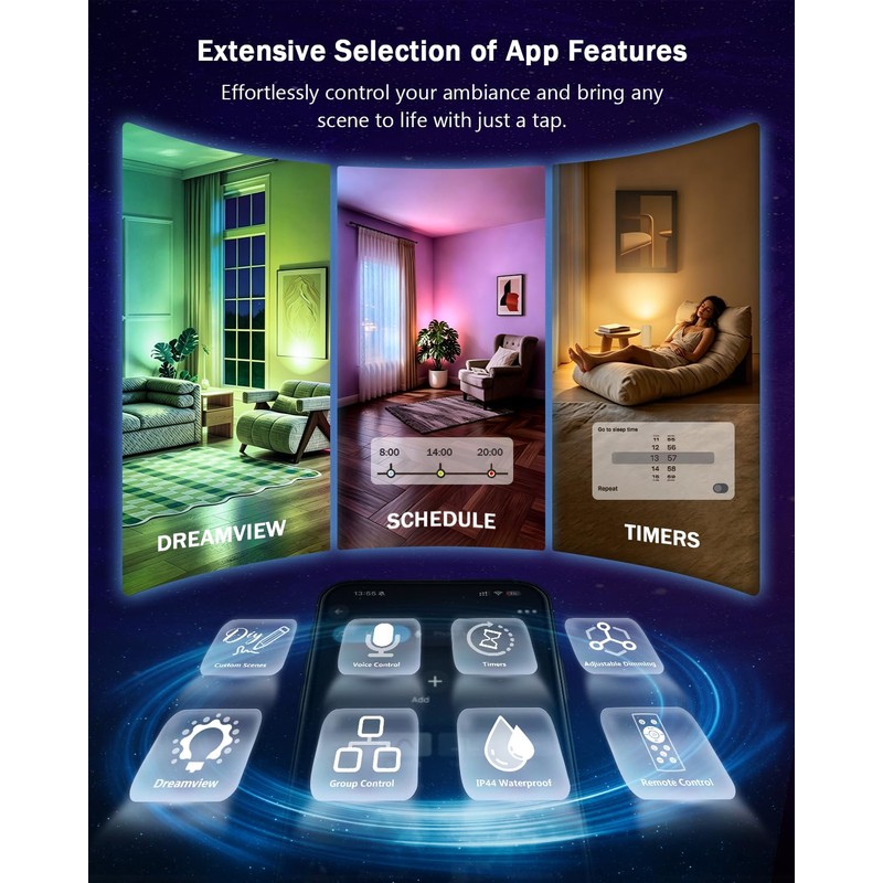 GeyouLux RGBCW Smart Uplighting Indoor, APP Control Alexa, Google Home