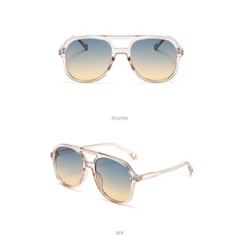 OSAGAMA Vintage Polarisierte Sonnenbrille Pilot Brille Oversized Sunglasses für Damen Herren (Champagner Hellblau)